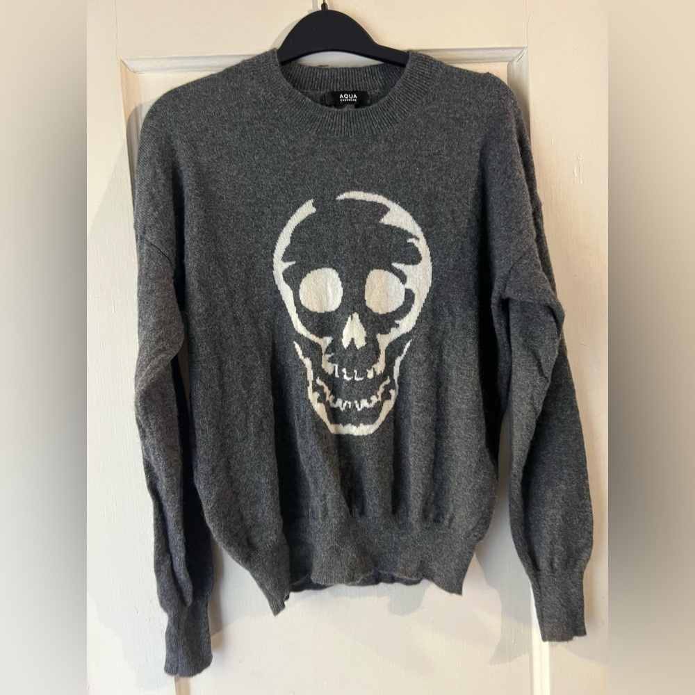 Aqua Skull Intarsia Cashmere Sweater XS - Picture 6 of 7